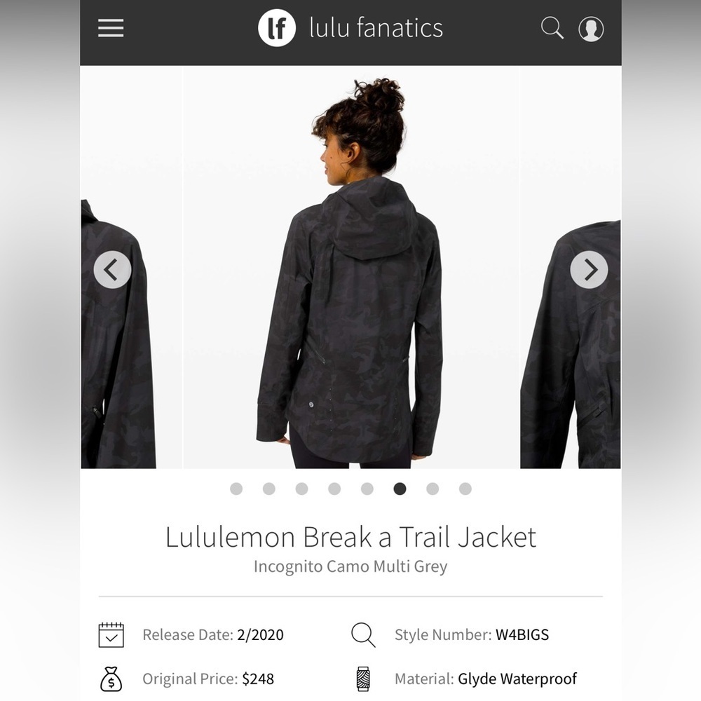 Lululemon Break a Trail Jacket Incognito Camo Multi Grey Size: 4 Like New